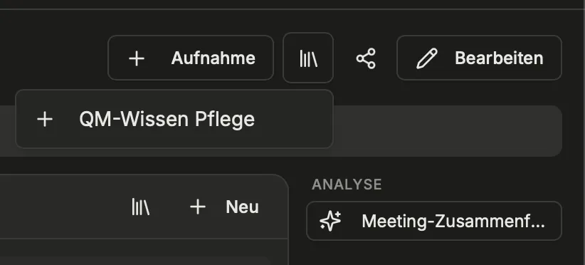 Wissensspeicher an Sitzung anbinden
