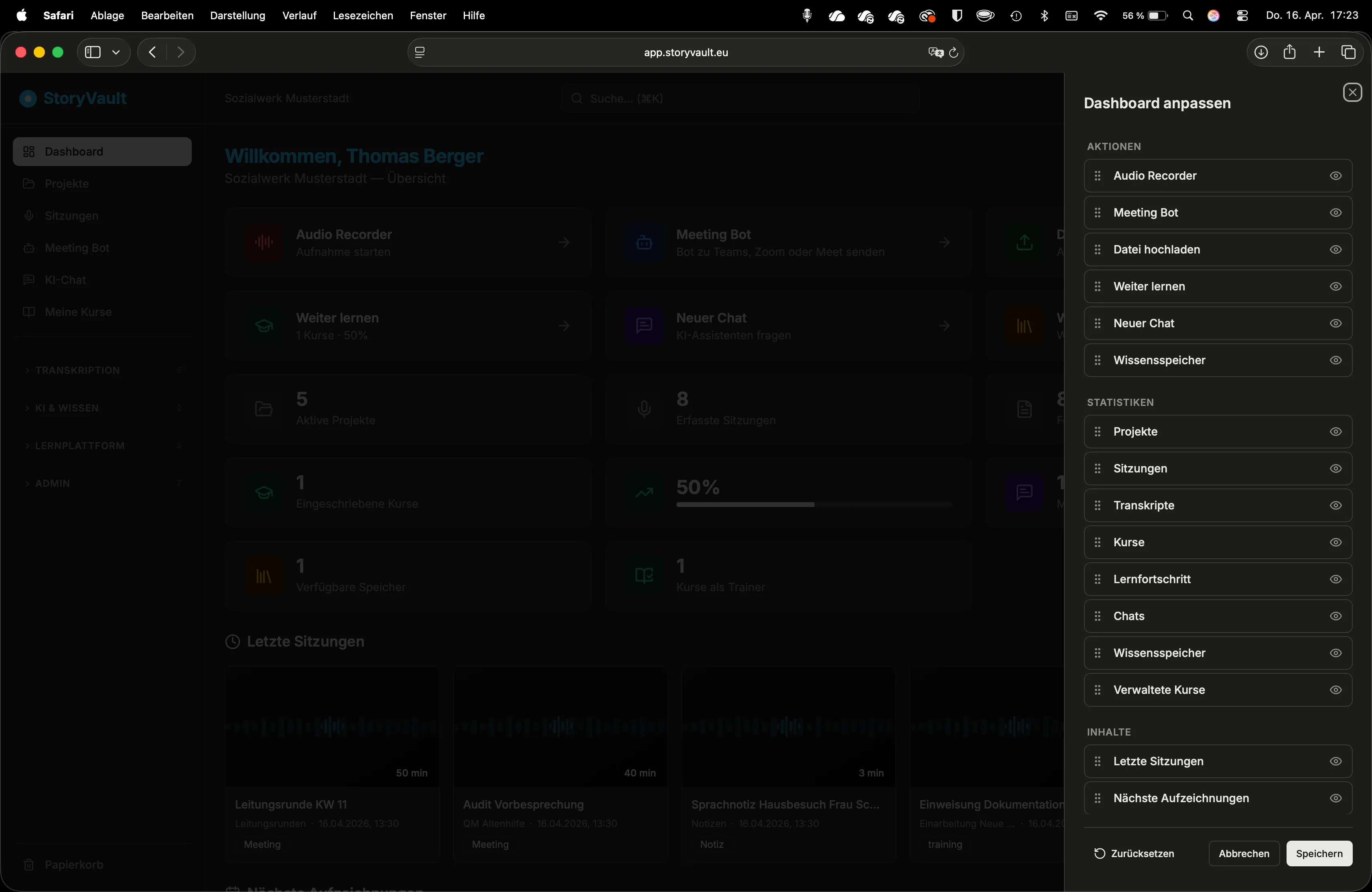 Dashboard anpassen: Widgets und Inhalte konfigurieren