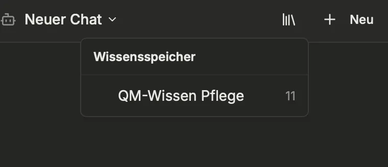Wissensspeicher im Chat auswählen