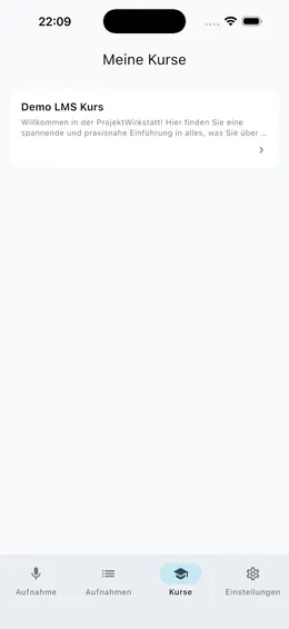 Meine Kurse — Kursübersicht in der App